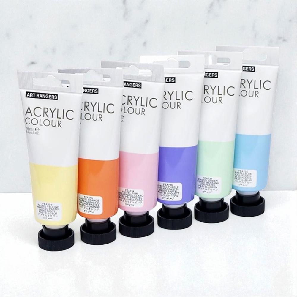 Краски акриловые художественные тюбики в коробке 6 пастельных цветов по 75 мл (37-112021)