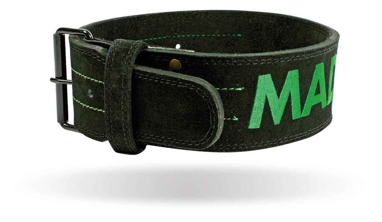 Пояс для важкої атлетики MadMax MFB-301 Suede Single Prong шкіряний M Black/Green