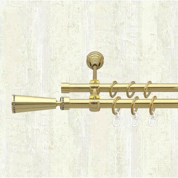 Карниз для штор Orvit Меркурия двухрядный 16/16 мм открытый 240 см Золото (000-6191)