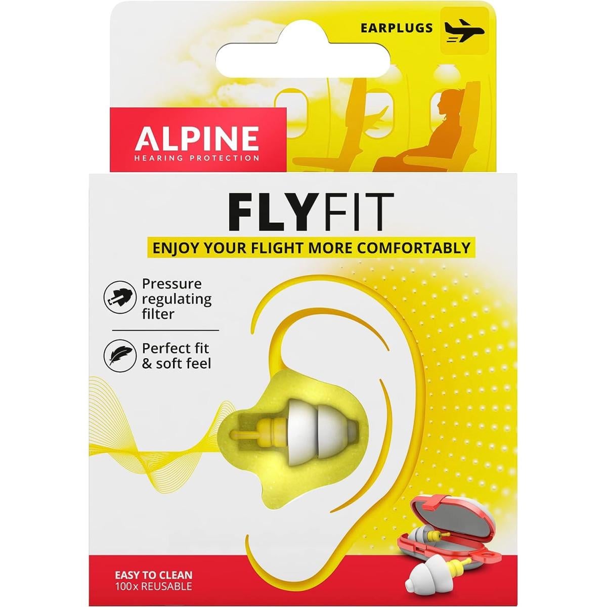 Беруші універсальні Alpine Flyfit SNR 18 дБ для польотів та подорожей з термопласту