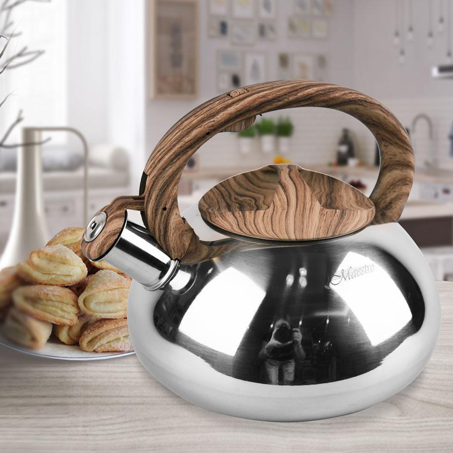Чайник з свистком і ручкою під дерево 3 л Коричневий (MR-1317-к) - фото 3 Чайник з свистком і ручкою під дерево 3 л Коричневий (MR-1317-к) - фото 3