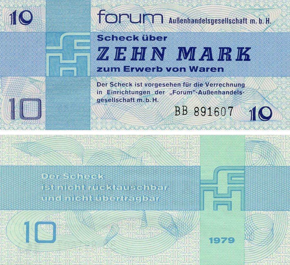Коллекционная банкнота Германия 10 марок 1979 UNC ГДР (PFX4)