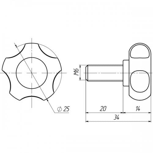 Ручка затискна Steelfix М6х20 D25мм з болтом Чорний (273684) - фото 2