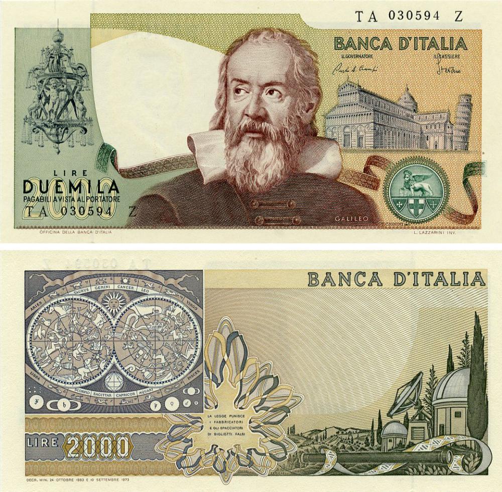 Коллекционная банкнота Италия 2000 лир 1983 UNC (P103c)