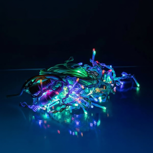 Гирлянда сетевая Бахрома уличная 12 м 200 LED диодов внешняя от сети белый провод цвет света Разноцветный (12MWML) - фото 1