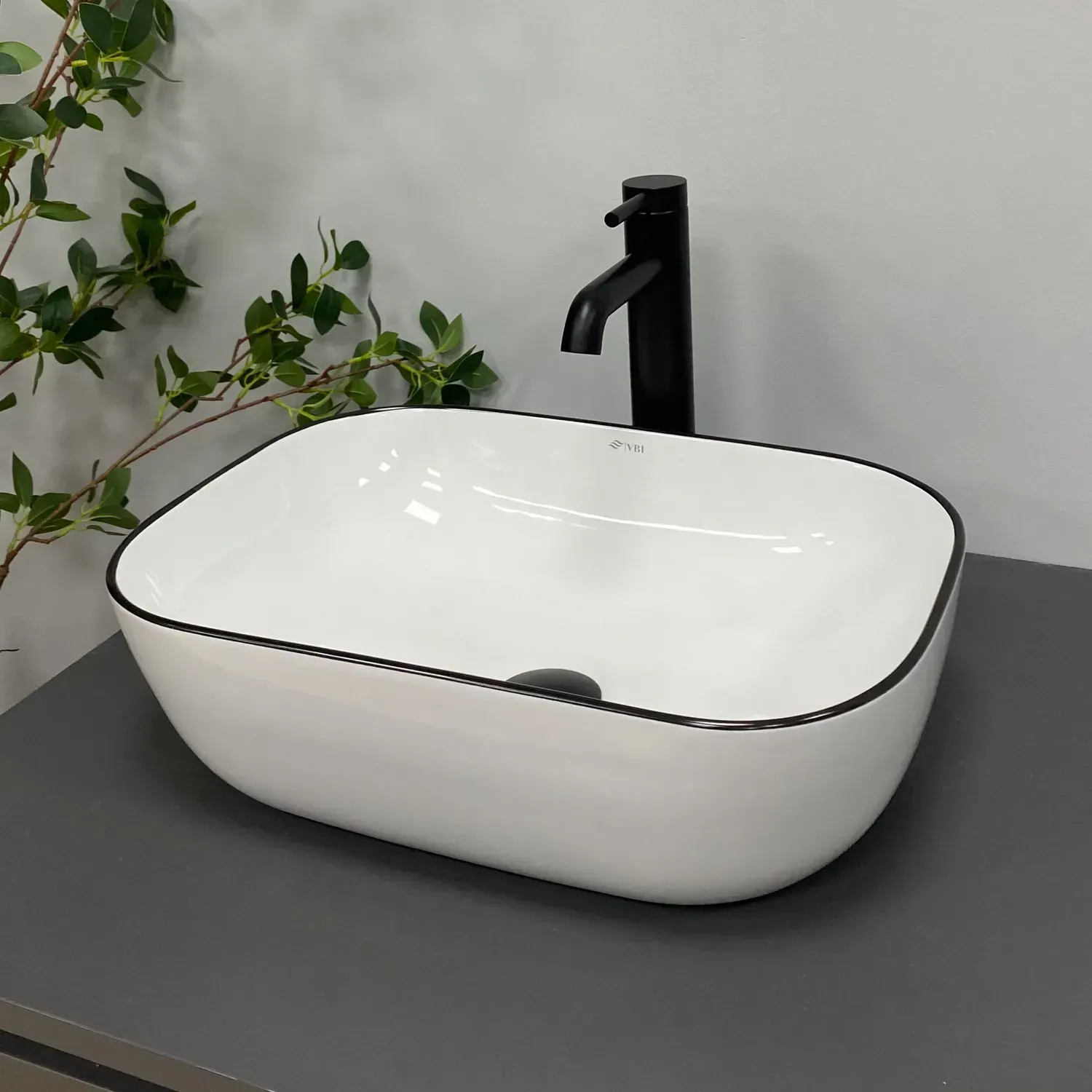 Раковина накладная VBI Ravenna Black Edge 455х325 прямоугольная без перелива Белый (VBI-011224)