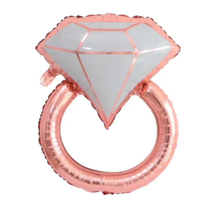 Воздушный шар фольгированный Кольцо Девичник 80х57 см Розовое золото (5799)