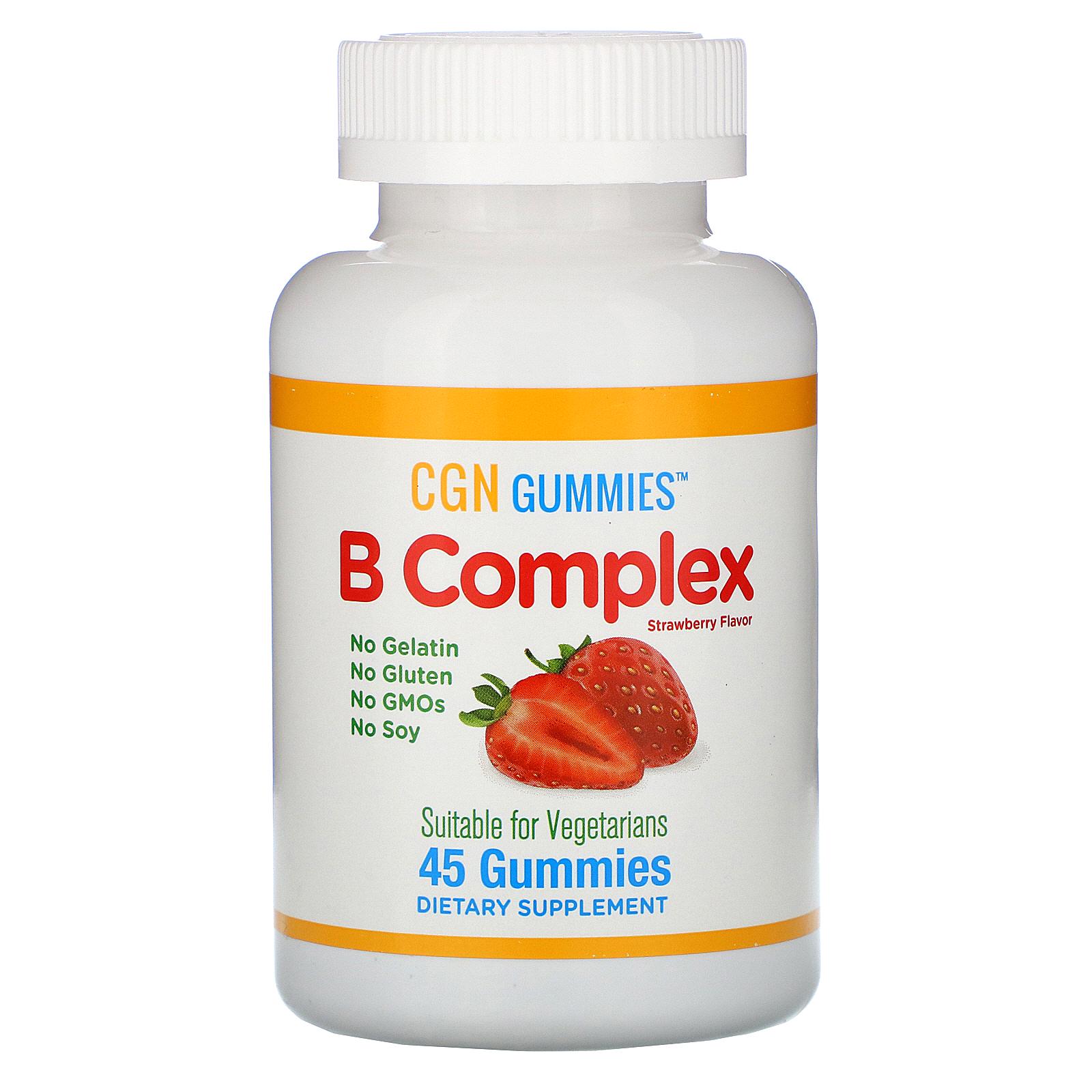 Комплекс вітаміну B California Gold Nutrition B Complex Gummies No Gelatin No Gluten Strawberry 45 Gummies