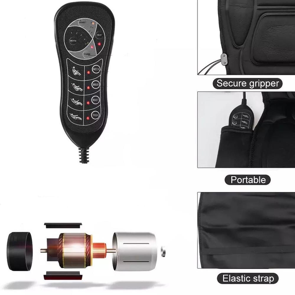 Автомобильная накидка на кресло Massage Cushion JB-616C с подогревом и пультом Черный (120.650) - фото 6