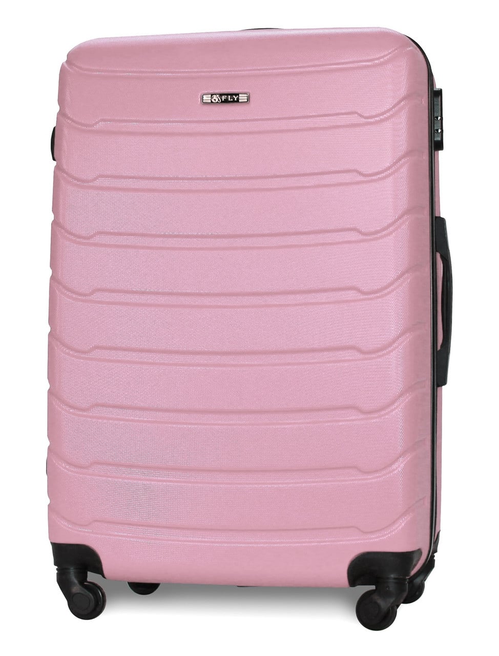 Валіза пластикова Fly 1107 велика на 4 колесах 74х50х29 см 90 л Рожевий