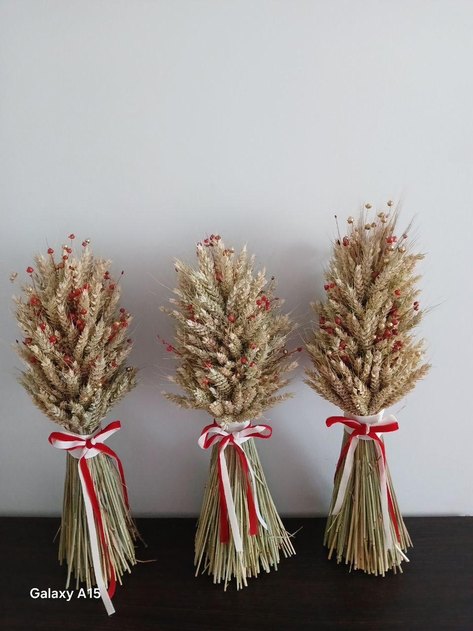 Дідух різдвяний з колосcя пшениці/льону та вівса 50-55 см з білою стрічкою (2822760190) - фото 7 Дідух різдвяний з колосcя пшениці/льону та вівса 50-55 см з білою стрічкою (2822760190) - фото 7