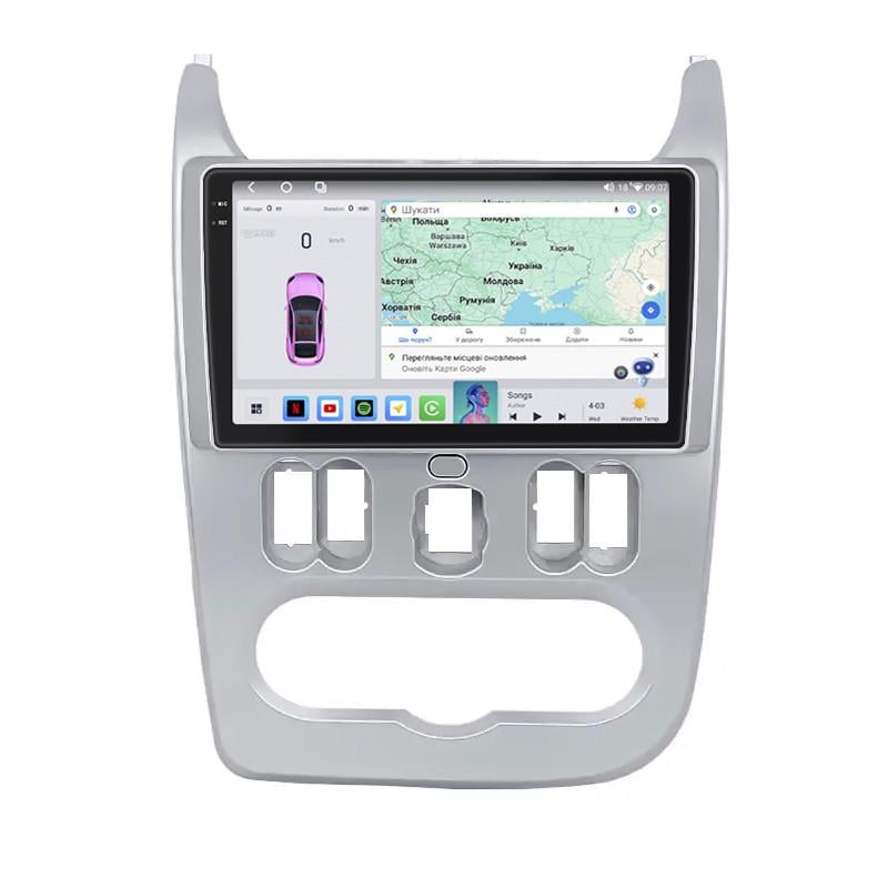 Автомагнитола штатная Lesko для Dacia Logan I ver 2 2008-2012 4/64 QLED CarPlay 4G Wi-Fi GPS Prime 9" (27639523)