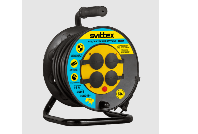 Удлинитель SVITTEX SV-005-B-IP44 на катушке 30 м с термозащитой 2х1,5 мм (35957022)