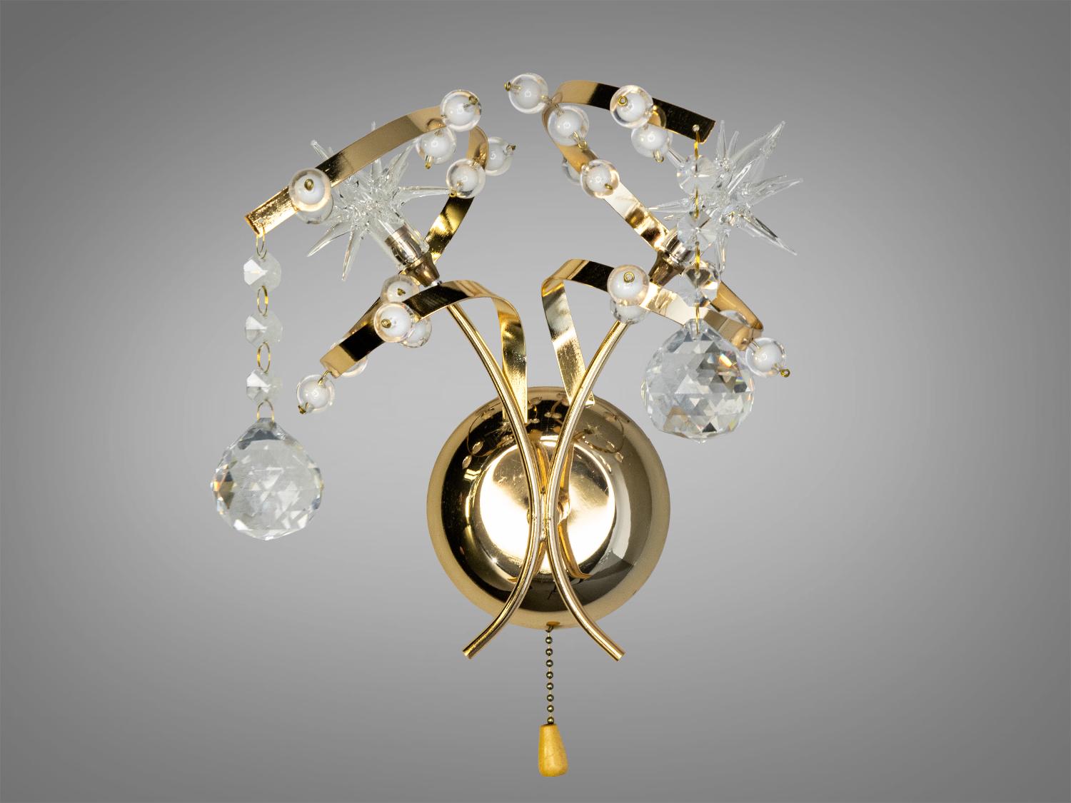 Бра галогенне з кристалами та квітковими мотивами Золотий (6232/2G)