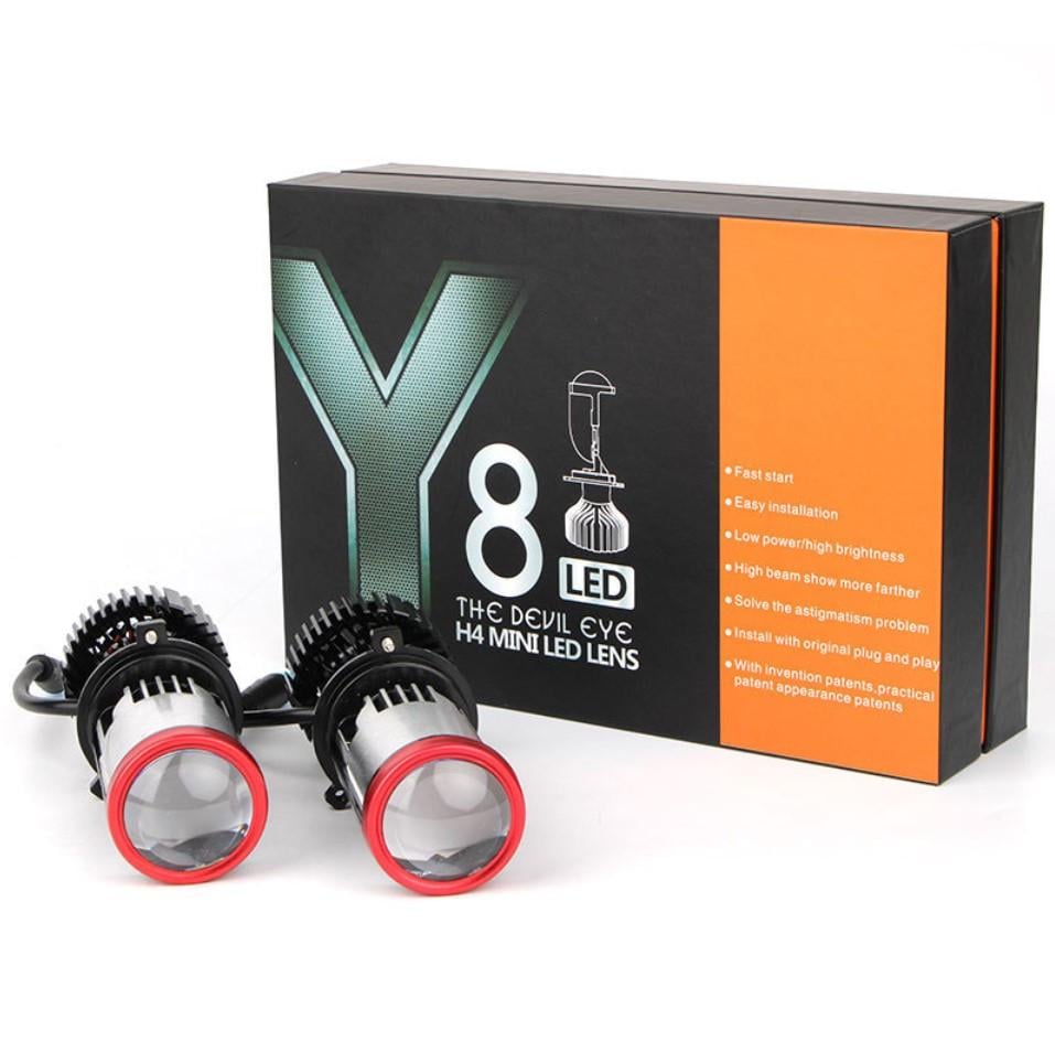 Лампи BI-LED міні-лінзи Y8 H4 MINI LED LENS 70 Вт 16000Лм 6000К 9-36v цоколь H4 - фото 2