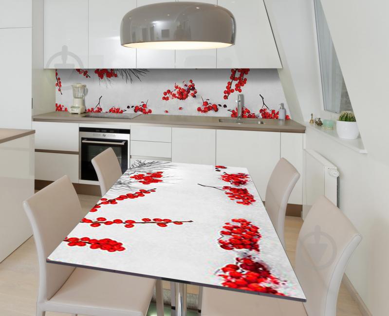 Наклейка 3Д виниловая на стол Zatarga «Алые ягоды» 650х1200 мм для домов, квартир, столов, кофейн, кафе