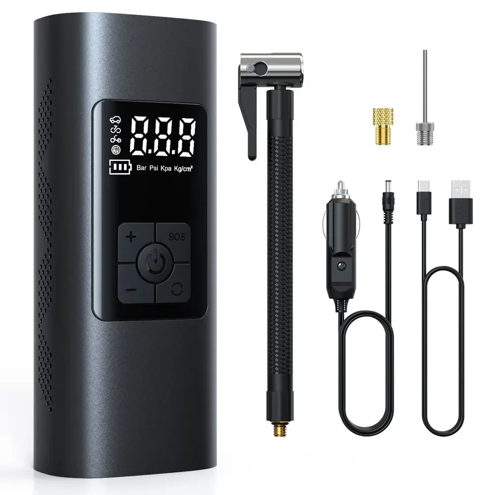 Компресор автомобільний з акумулятором та ліхтар 150 PSI 2в1 і РК-дисплеєм 12В 6 Аh (CZCQ101)