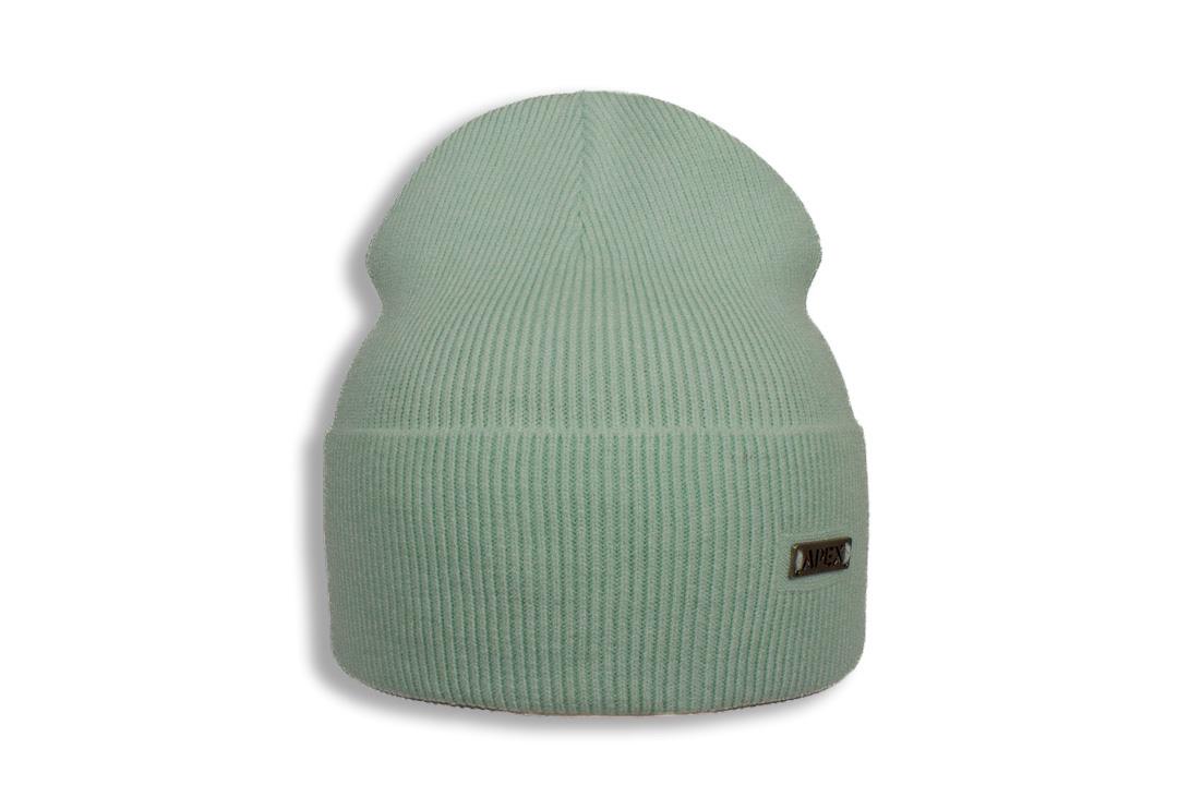 Шапка молодіжна Apex СОФТ в рубчик з відворотом кашемірова одинарна one size М'ятний (282170) - фото 1