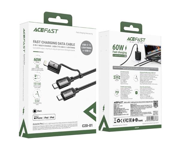 Кабель Data Acefast C20-01 Type-C-Type-C/Lightning 1,2 м Black (066974316283768) - фото 4 Кабель Data Acefast C20-01 Type-C-Type-C/Lightning 1,2 м Black (066974316283768) - фото 4