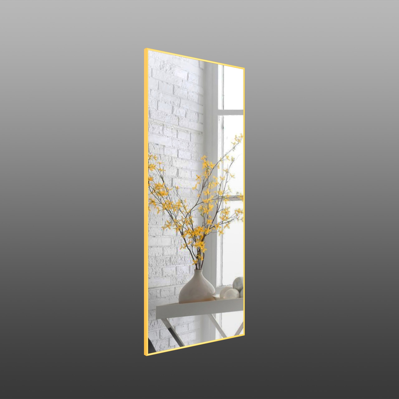 Зеркало настенное в раме алюминий Art-Com 1200х600 мм Желтый (Alum-yellow-33)