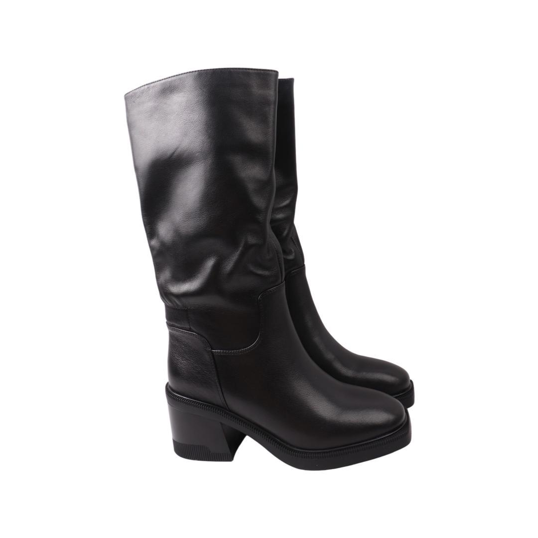 Сапоги женские Berkonty из кожи р. 36 Черный (366-22ZS)