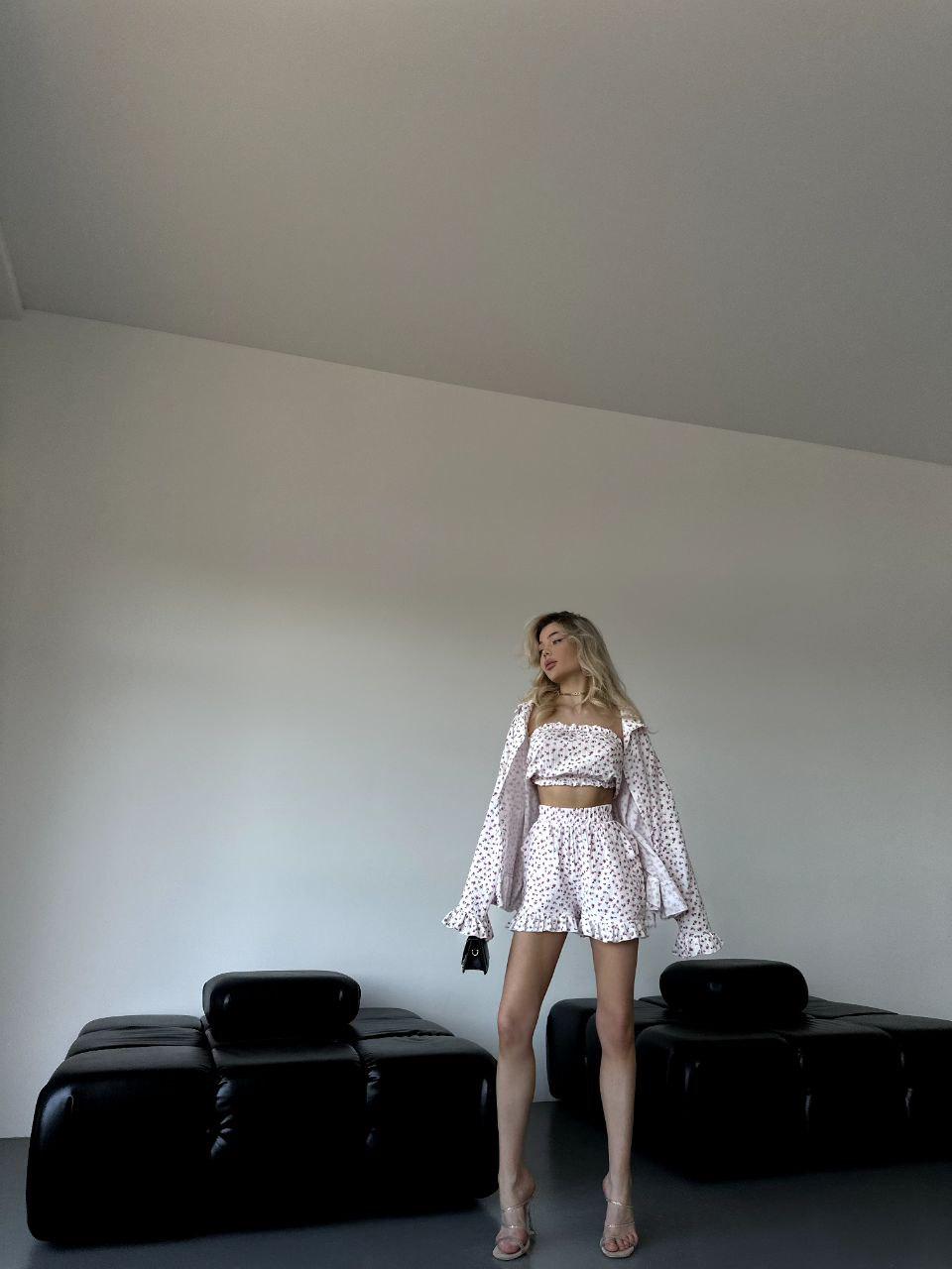 Костюм женский муслин р. 42-46 Бело-красный (ПВ23-7166/Д) - фото 3 Костюм женский муслин р. 42-46 Бело-красный (ПВ23-7166/Д) - фото 3