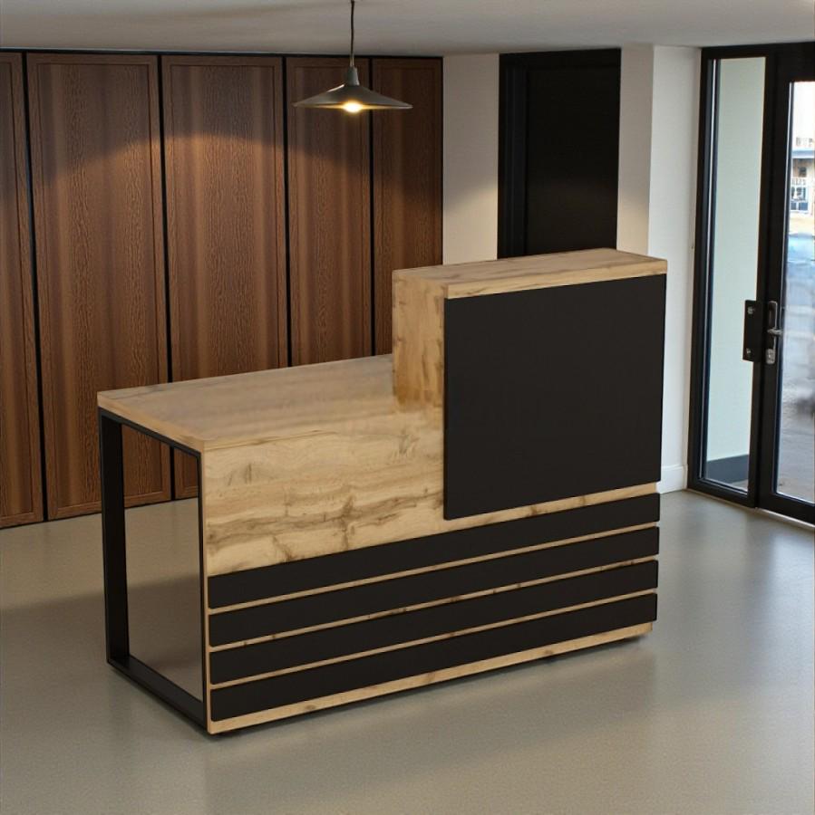 Стойка администратора Tobi Sho Ресепшн/5 левосторонняя для офиса 1400х636х1090 мм Дуб аппалачи/Черный