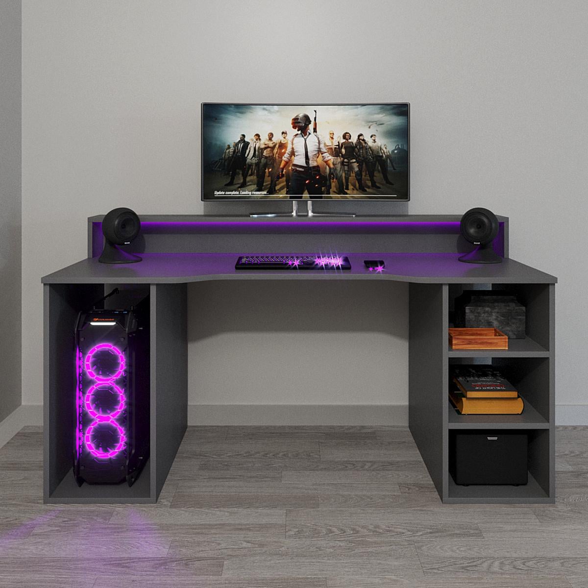 Компьютерный стол Mebellini Маршал Universal 1300х710/860х600 мм Антрацит (арт.SKEP1000-015)