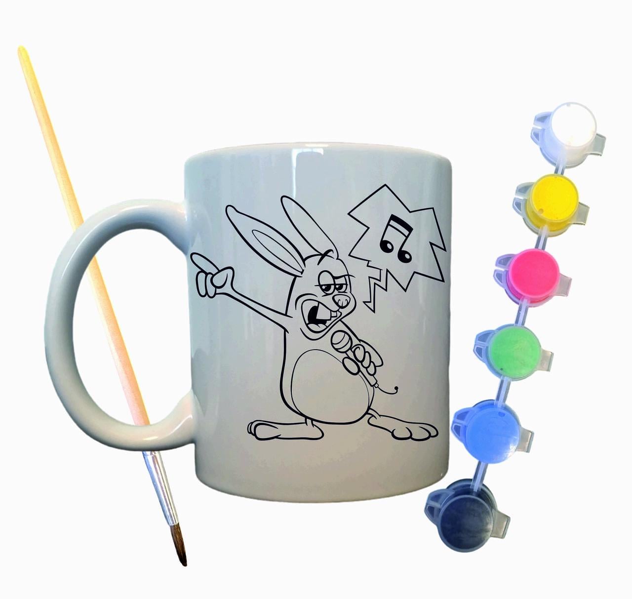 Набор для творчества кружка раскраска Зайчик певец 330 мл Белый (КР0019)