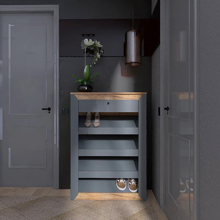 Тумба для обуви Эверест Нордик-800 Дуб крафт золотой/Графитовый (е-20665)