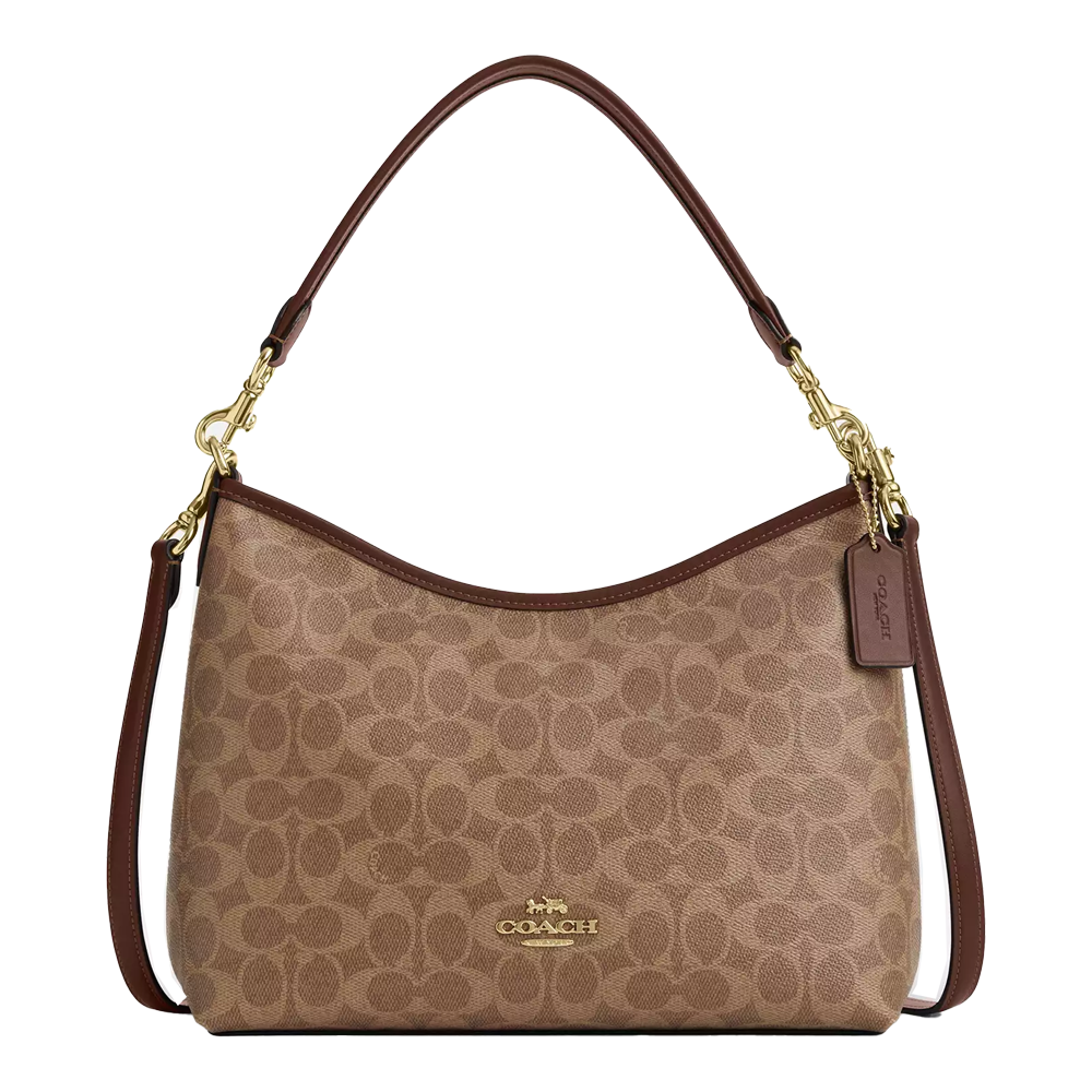 Сумка женская Coach Laurel Shoulder Bag In Signature Canvas Im/Tan/Brown (CH18)
