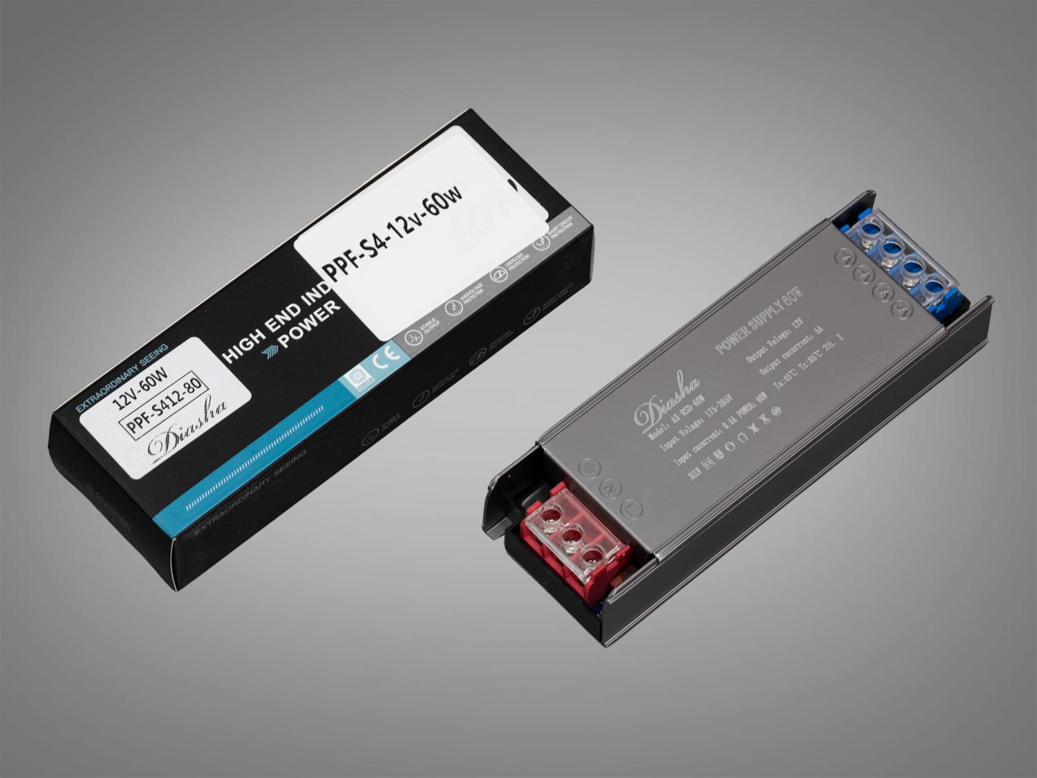 Блок живлення для LED стрічки 12 В 60 Вт 5А (PPF-S4-12 В-60w)