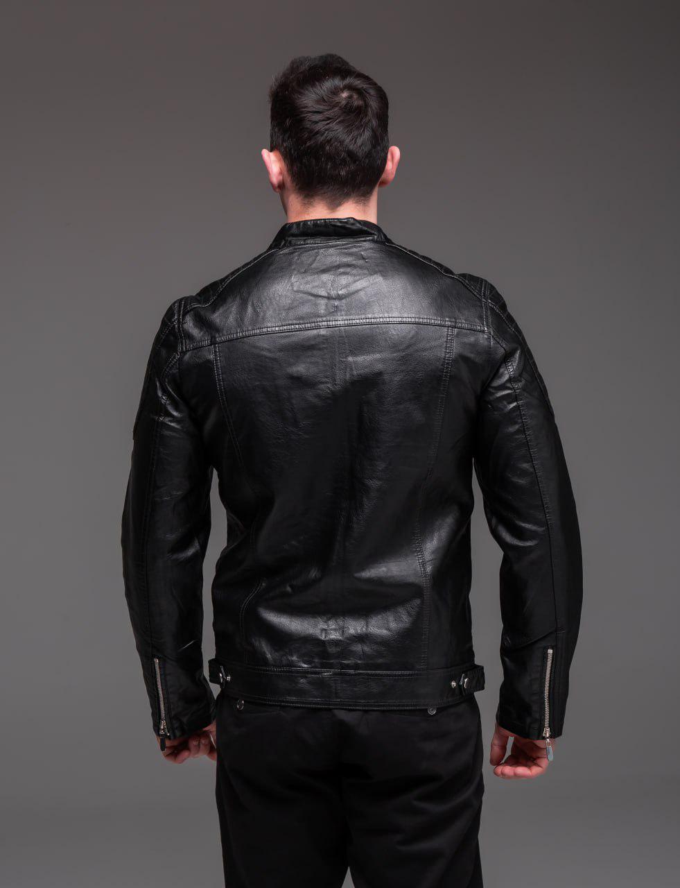 Куртка мужская из эко-кожи M Черный (2341/2) - фото 9 Куртка мужская из эко-кожи M Черный (2341/2) - фото 9