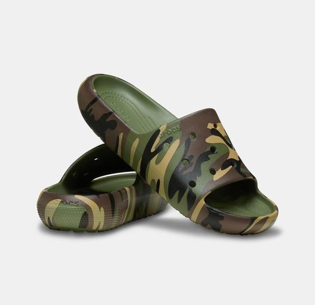 Шльопанці чоловічі Crocs Classic Camouflage Slide 2.0 Army Green р. 45-46 Хакі (22200)