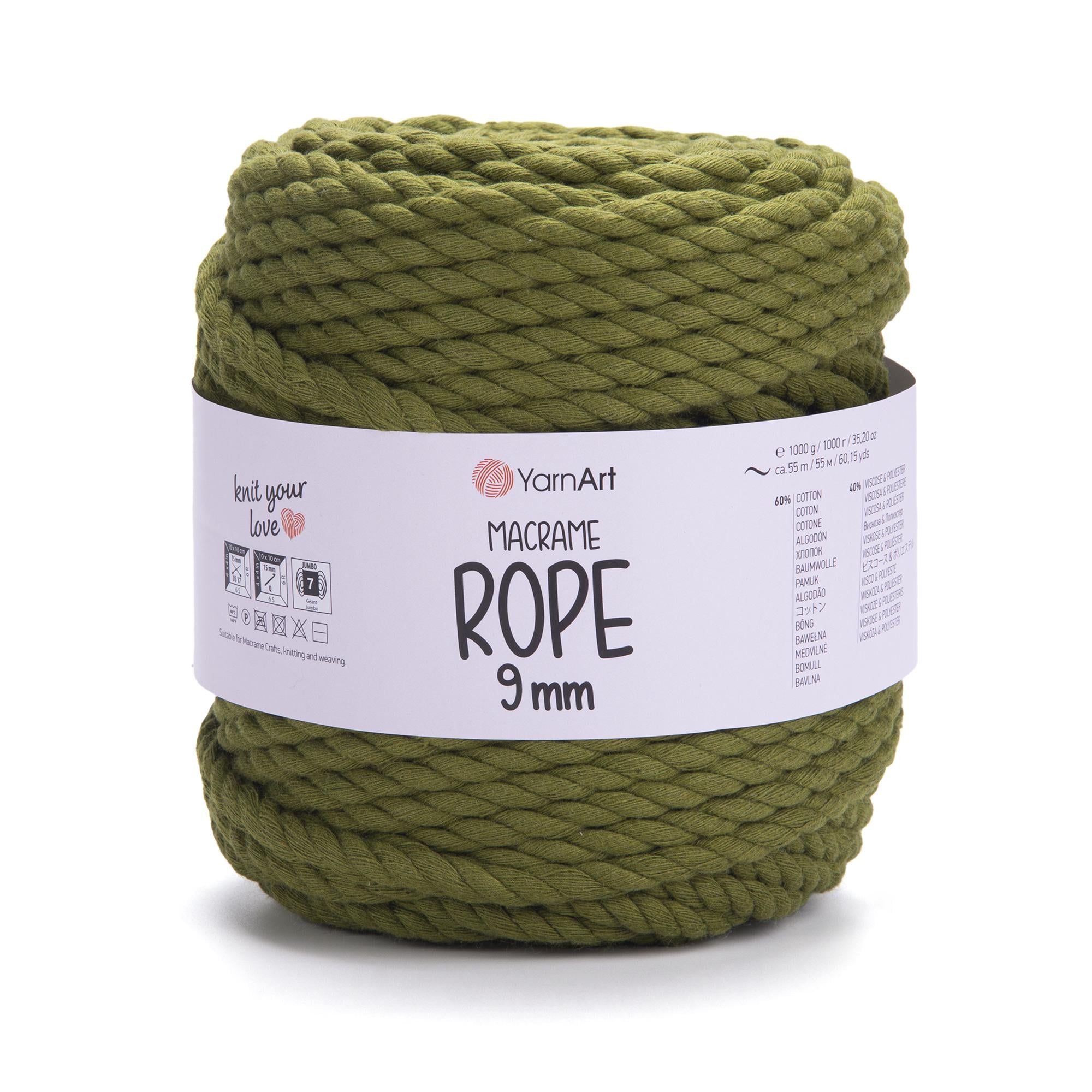 Шнур витой для макраме Rope Macrame 9 мм 55 м 1000 г Зеленый хаки №787 (2141895284)