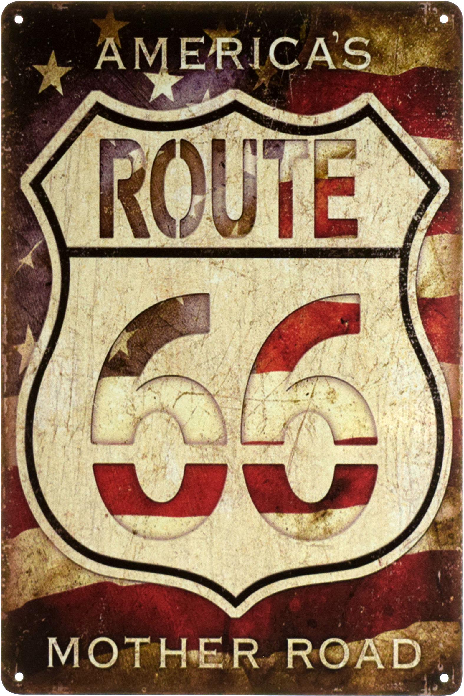 Табличка металлическая America's Route 66 Mother Road 20x30 см