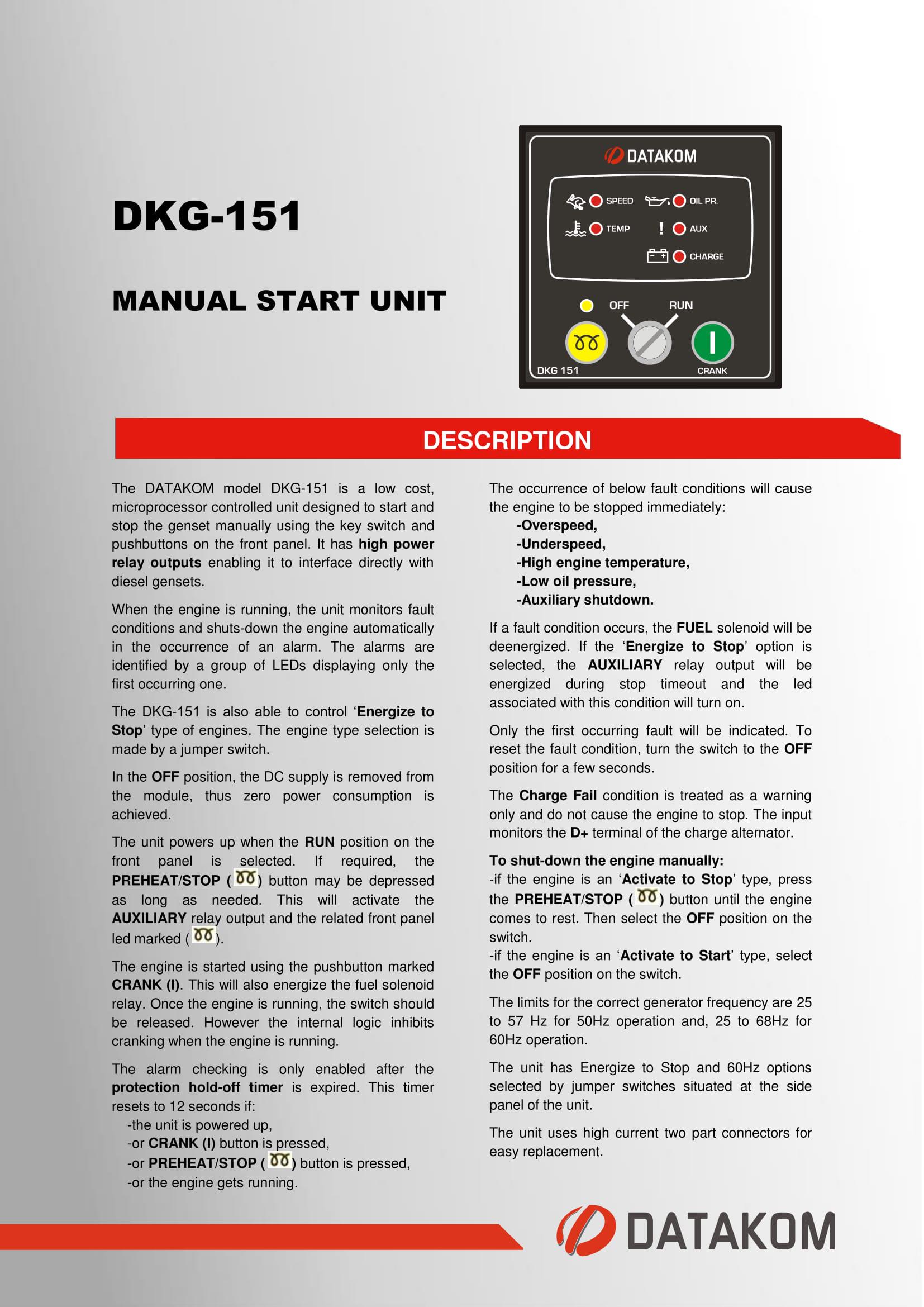 Контролер ручного керування генератором DATAKOM DKG-151 - фото 3