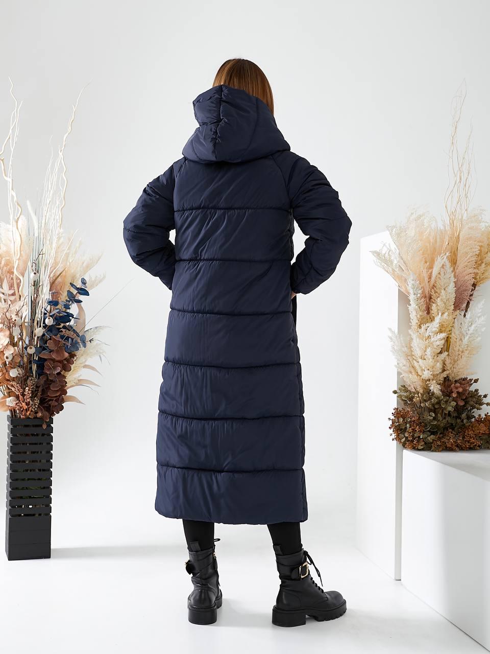Куртка-пальто зимнее длинное Аiza А520 р. 42-44 Синий (А520_синій 42-44) - фото 6