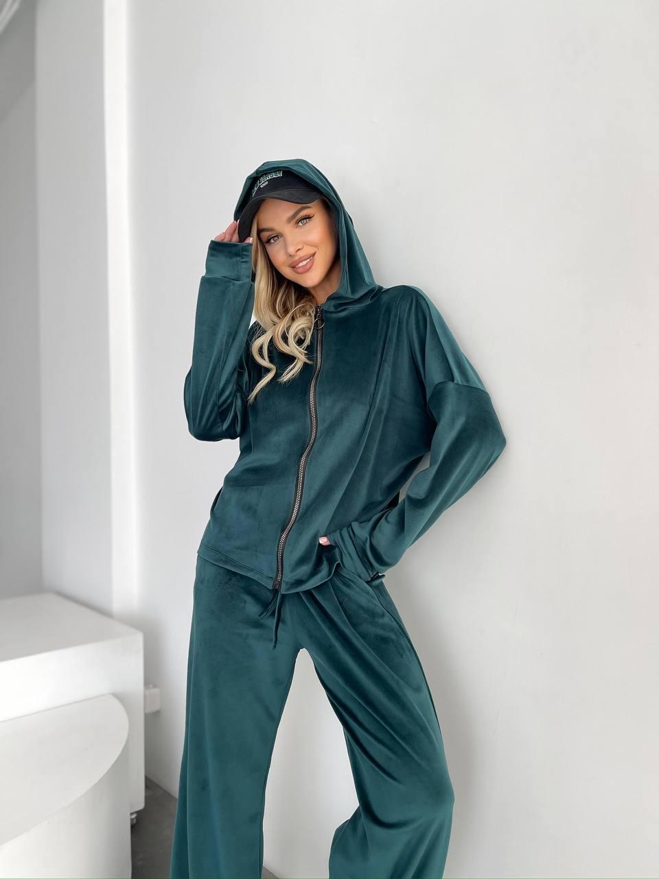 Костюм велюровый женский 31715 р. 42/44 Изумрудный - фото 2