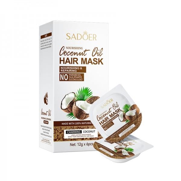 Маска для волосся з екстрактом кокоса Sadoer Nourishing Coconut Oil Hair Mask 12 мл 6 шт. (01404029)