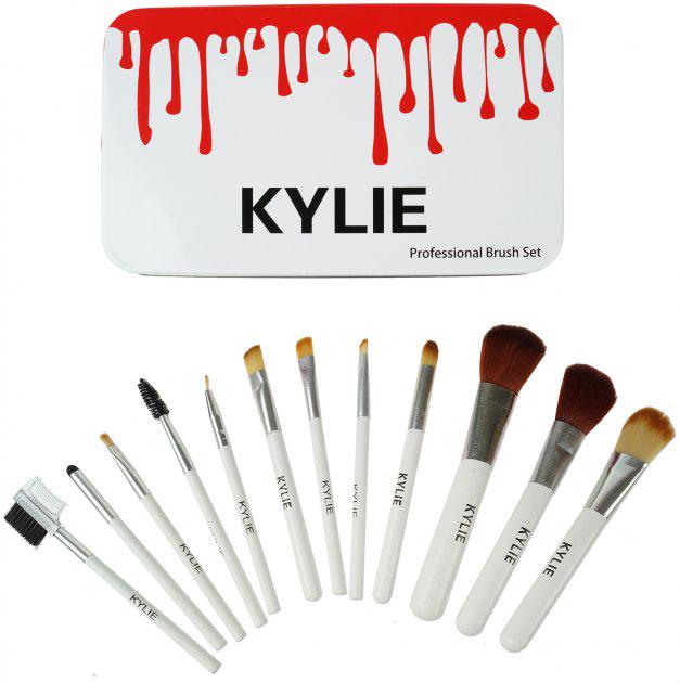 Набір професійних пензлів для макіяжу Kylie Jenner Professional Brash Set 12 шт. Білий