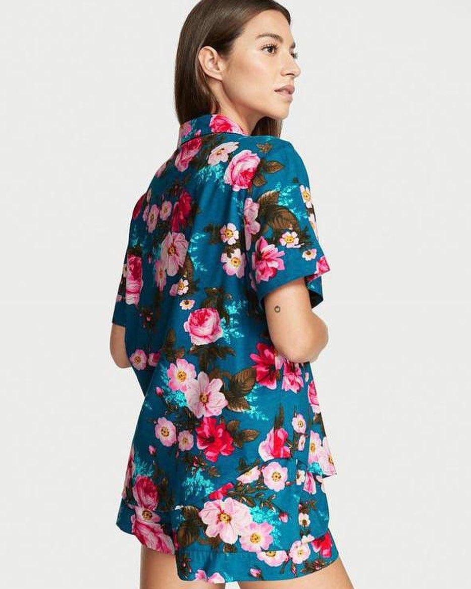 Піжама сорочка/шорти Victoria's Secret Flannel Short Pajama Set S Синій (26811608D) - фото 2 Піжама сорочка/шорти Victoria's Secret Flannel Short Pajama Set S Синій (26811608D) - фото 2
