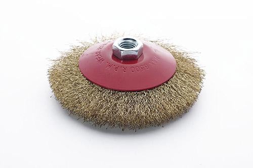 Щітка конус Apro латунний дріт 125 мм для УШМ (830420) Щітка конус Apro латунний дріт 125 мм для УШМ (830420)