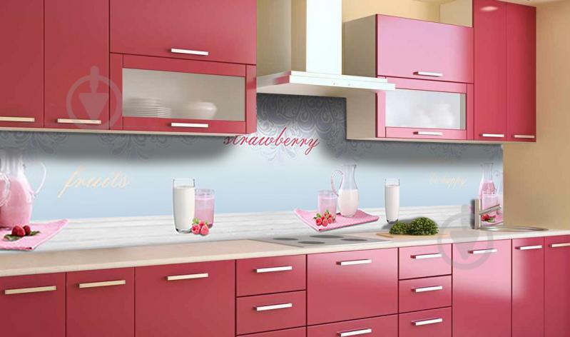 Наклейка виниловая кухонный фартук  Zatarga  "Малиновый коктейль"  650х2500 мм