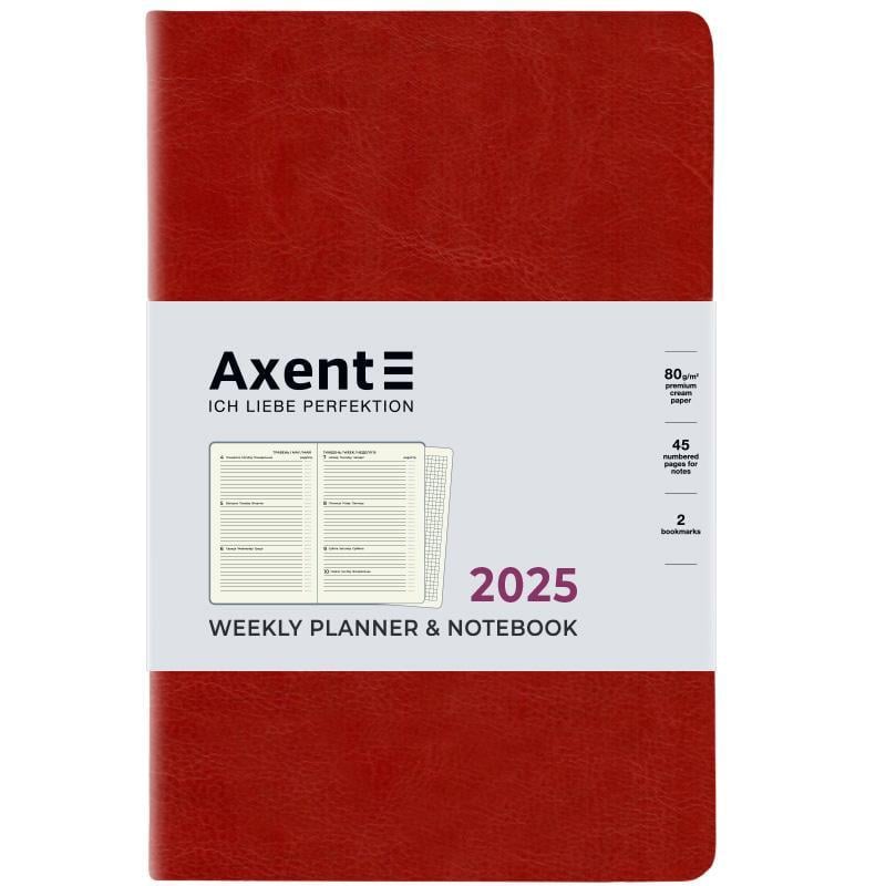 Еженедельник датированный 2025 Axent Partner City Soft 125x195 мм 192 стр. Бордовый (8521-25-04-A) - фото 2