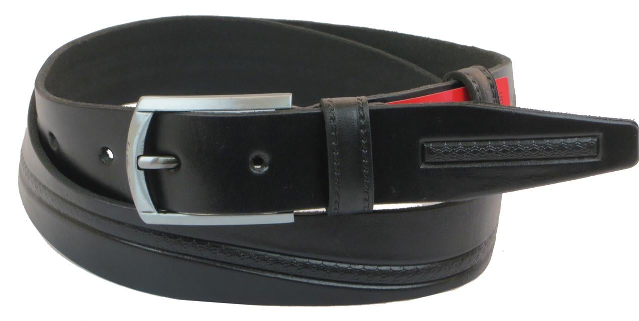 Ремень Skipper 1047-35 под штаны натуральная кожа 3,5 см Черный