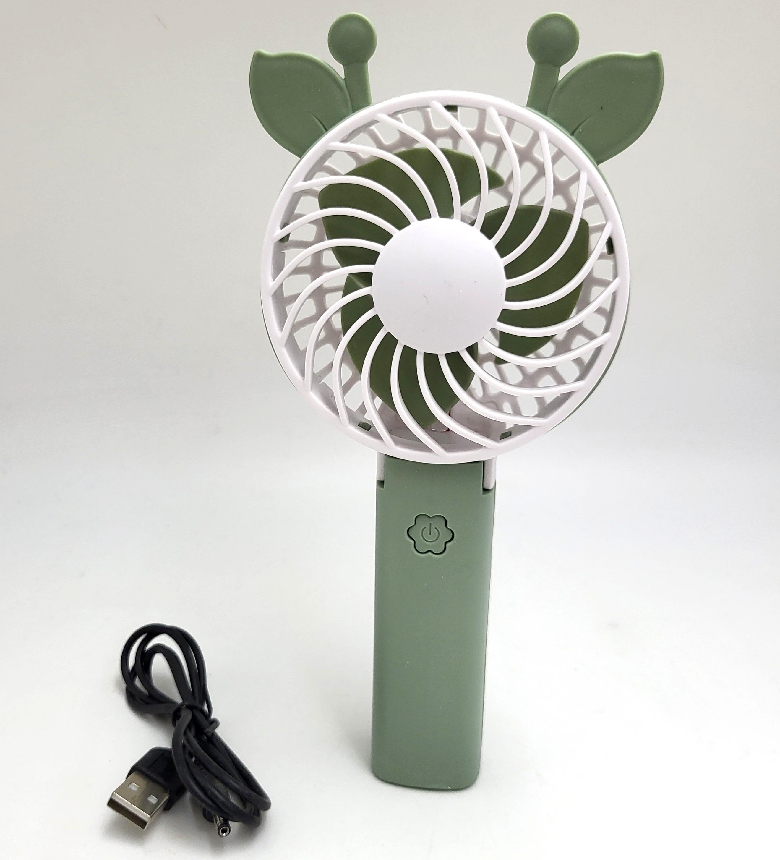 Вентилятор акумуляторний Handy Mini Fan з LED індикацією міні з ручкой USB 10 см Зелений