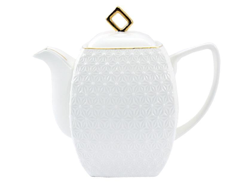 Заварочный чайник фарфоровый квадратный Interos Снежная Королева 900 мл Белый 406618-A Заварочный чайник фарфоровый квадратный Interos Снежная Королева 900 мл Белый 406618-A