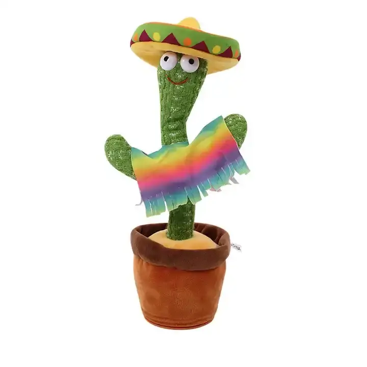 Интерактивная игрушка танцующий поющий кактус Dancing Cactus аккумуляторный от USB с украинскими песнями (01205) - фото 1