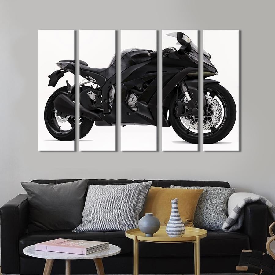 Картина на холсте Чёрный мотоцикл Kawasaki Ninja 400 155x95 см (1240-51)